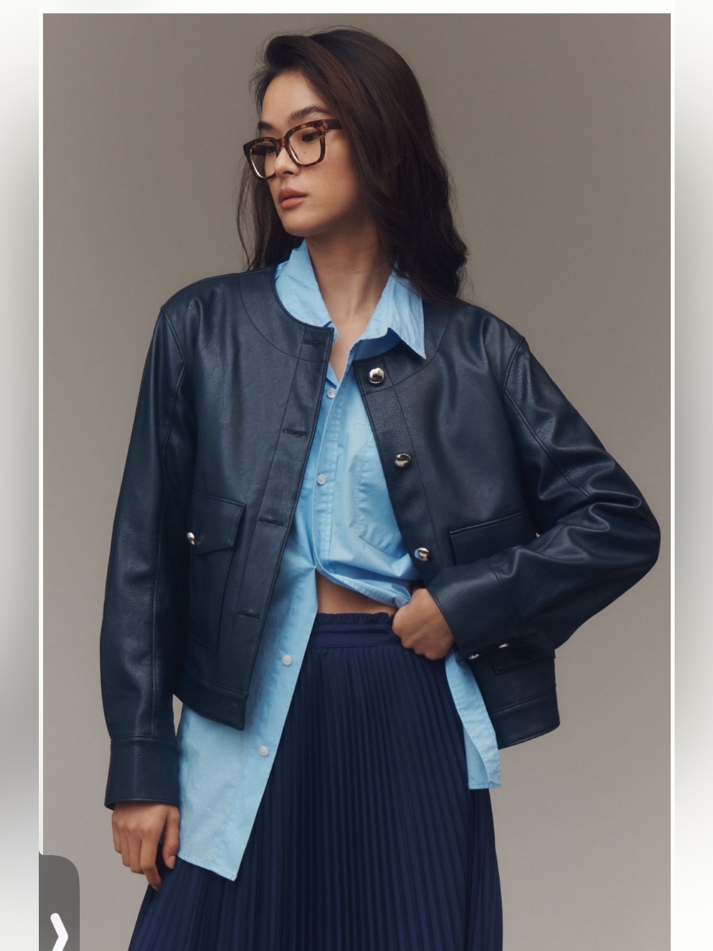 Maeve Collarless Vegan Leather Jacket sold at Anthropologie - Picture 3 of 10